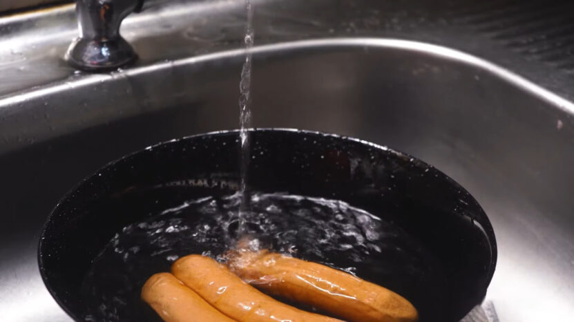 Hot Dogs in a bowl of water